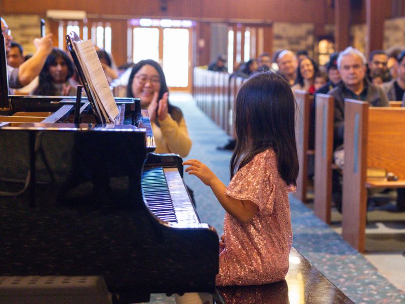 Student performing piano at Da Capo Academy recital